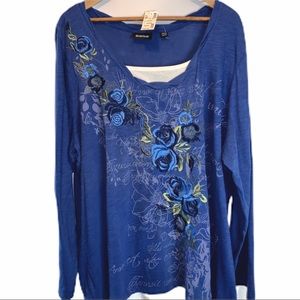 Avenue long sleeve tunic embroidered plus size